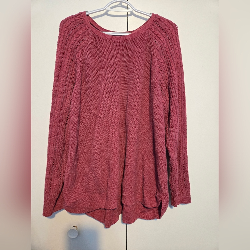 Sonoma 3X Plus Size Cable Knit Sweater Rose Pink Cozy Chunky‎ Pullover